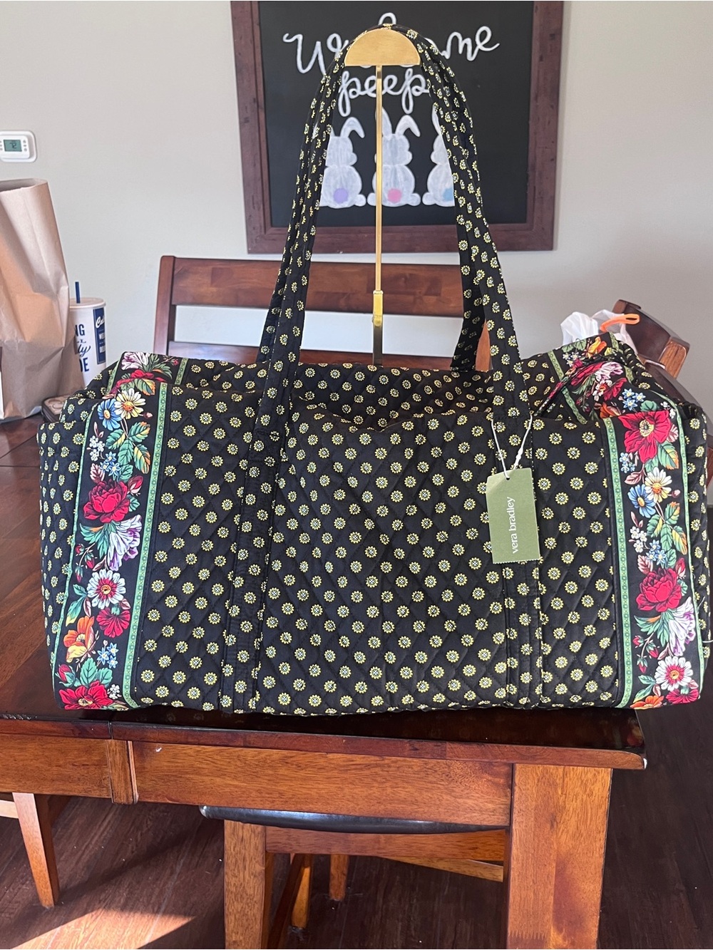 NWT Vera Bradley Original Large Duffle in vibrant black